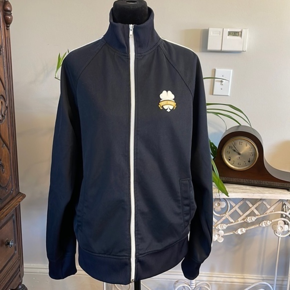 Vintage Lucky Brand Athletics Navy Blue Track Jacket size L‎